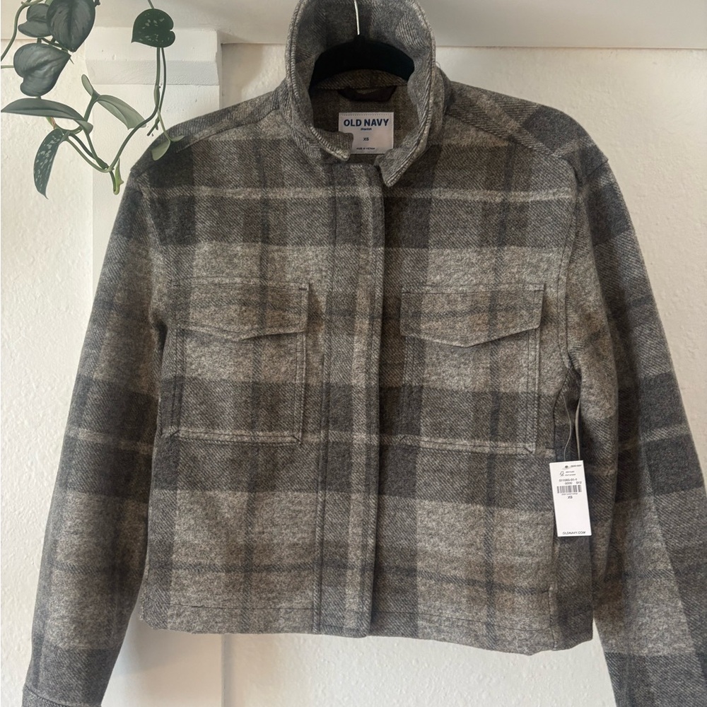 Old Navy Heather Gray Checkered Jacket, XS, new with tags